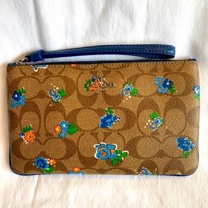 Coach clutch NWOT floral brown and blue